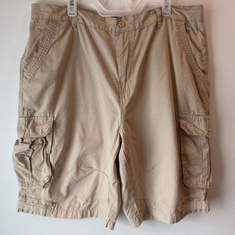 Beverly Hills Polo Club Cargo Shorts Men 44 Tan Khaki Ripstop Pockets Gorpcore